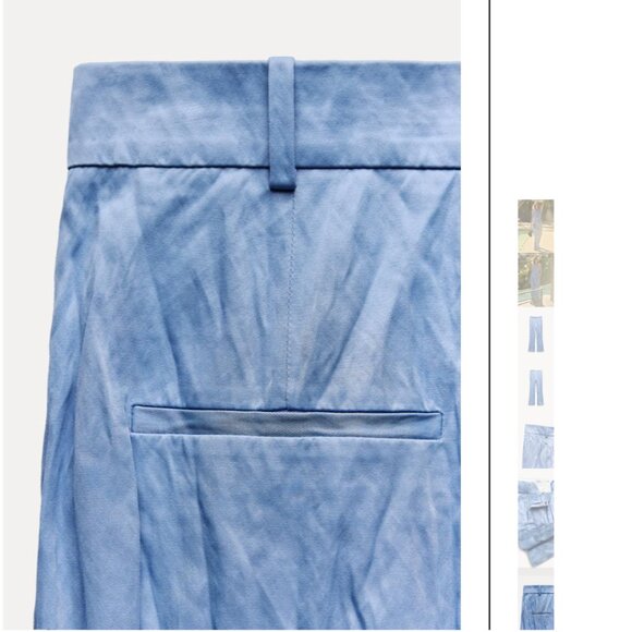 NWT ZARA WRINKLED PLEATED PANTS ZW COLLECTION LIGHT BLUE - Picture 9 of 9